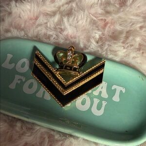 Gold and Black Chevron Crown Brooch